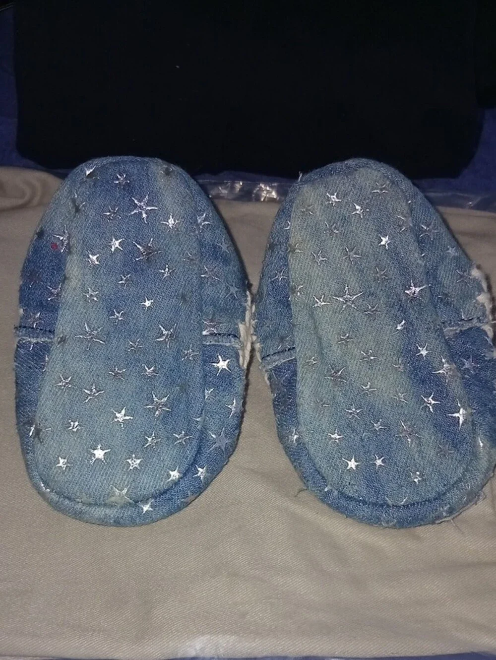Mou Blue Star Slip-On Footies with Cream Braided Trim